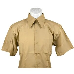Vintage MacRae Tan Short Sleeve Button Up Shirt Mens Size 16‎